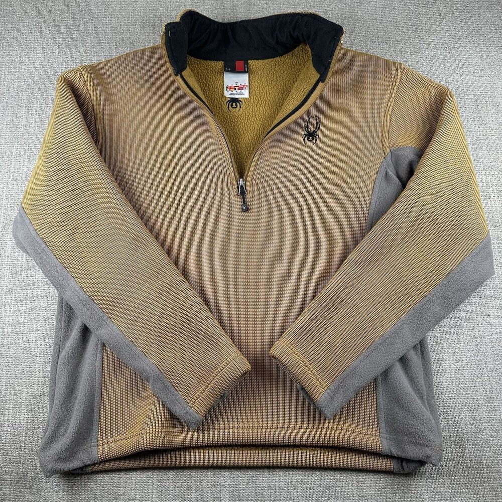 Spyder Outbound Half Zip Mens Medium Tan Gold Gray Core Sweater Fleece Jacket